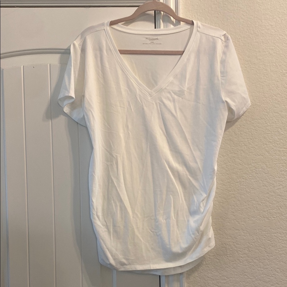 NWT Motherhood Maternity White V-Neck Women's Top, L